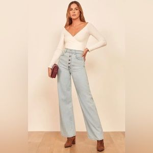 Reformation Jeans Olive Jean Wide Leg in Palawan Wash size 27